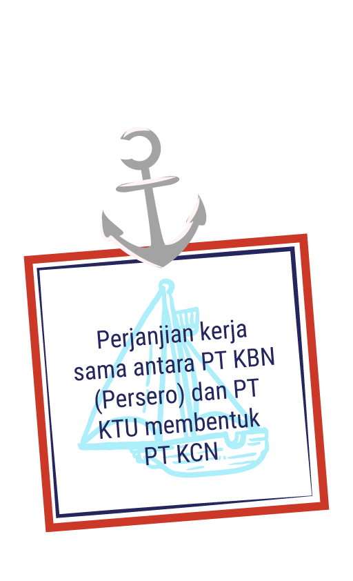28 JANUARI
                            2005 : Perjanjian kerja sama antara PT KBN (Persero) dan PT KTU membentuk 
                            PT KCN